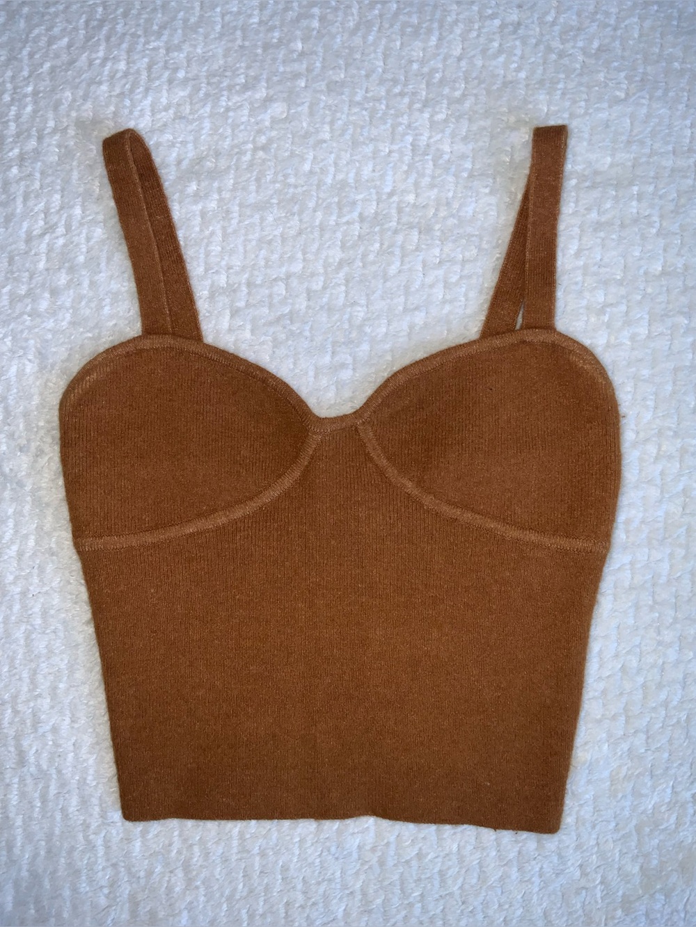 Wilfred  brown ribbed knit bustier tank top